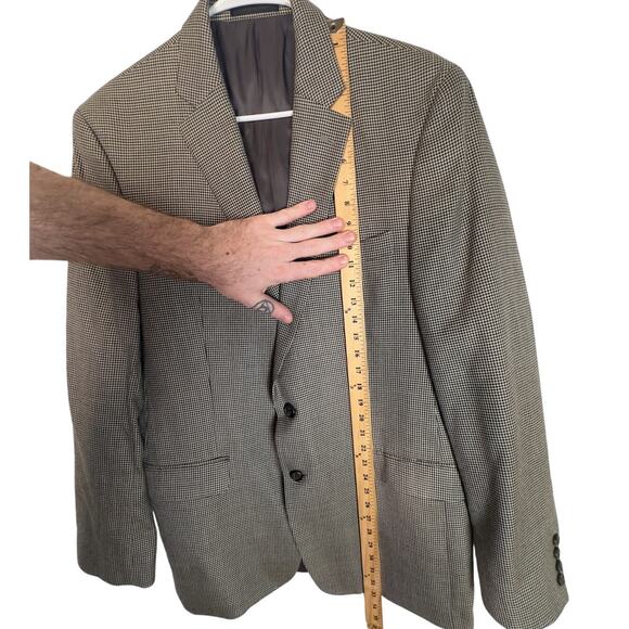 Ralph Lauren Man's 44R Houndstooth Wool Silk Blazer 2 Button Jacket Gray Black - Picture 7 of 8